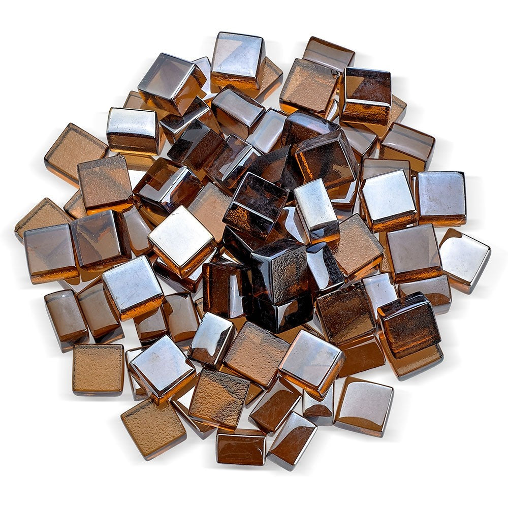Fire glass 1/2-inch copper luster cubes, square reflective pieces