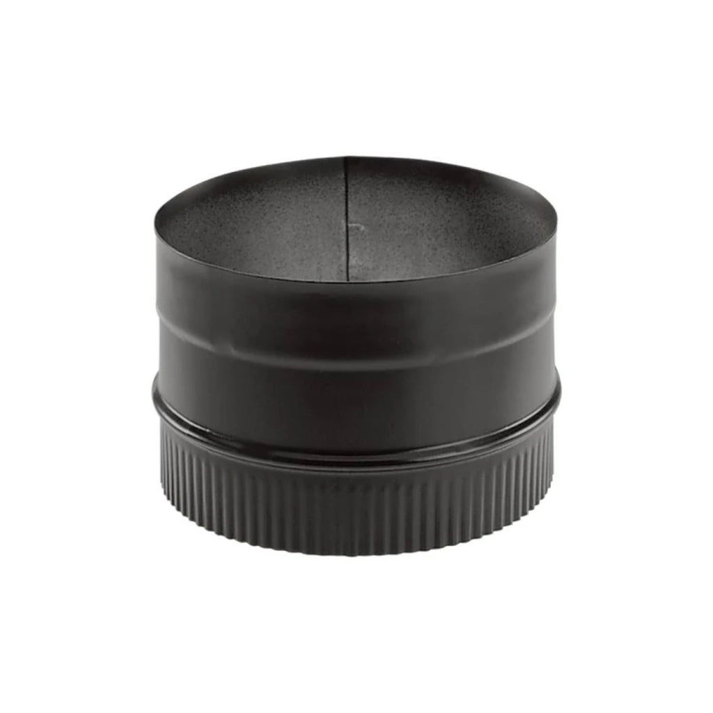DuraBlack stovetop adapter, dark metal stove pipe collar with fluted base