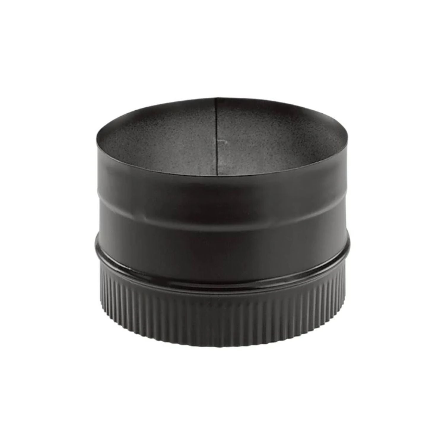 DuraBlack stovetop adapter, dark metal stove pipe collar with fluted base