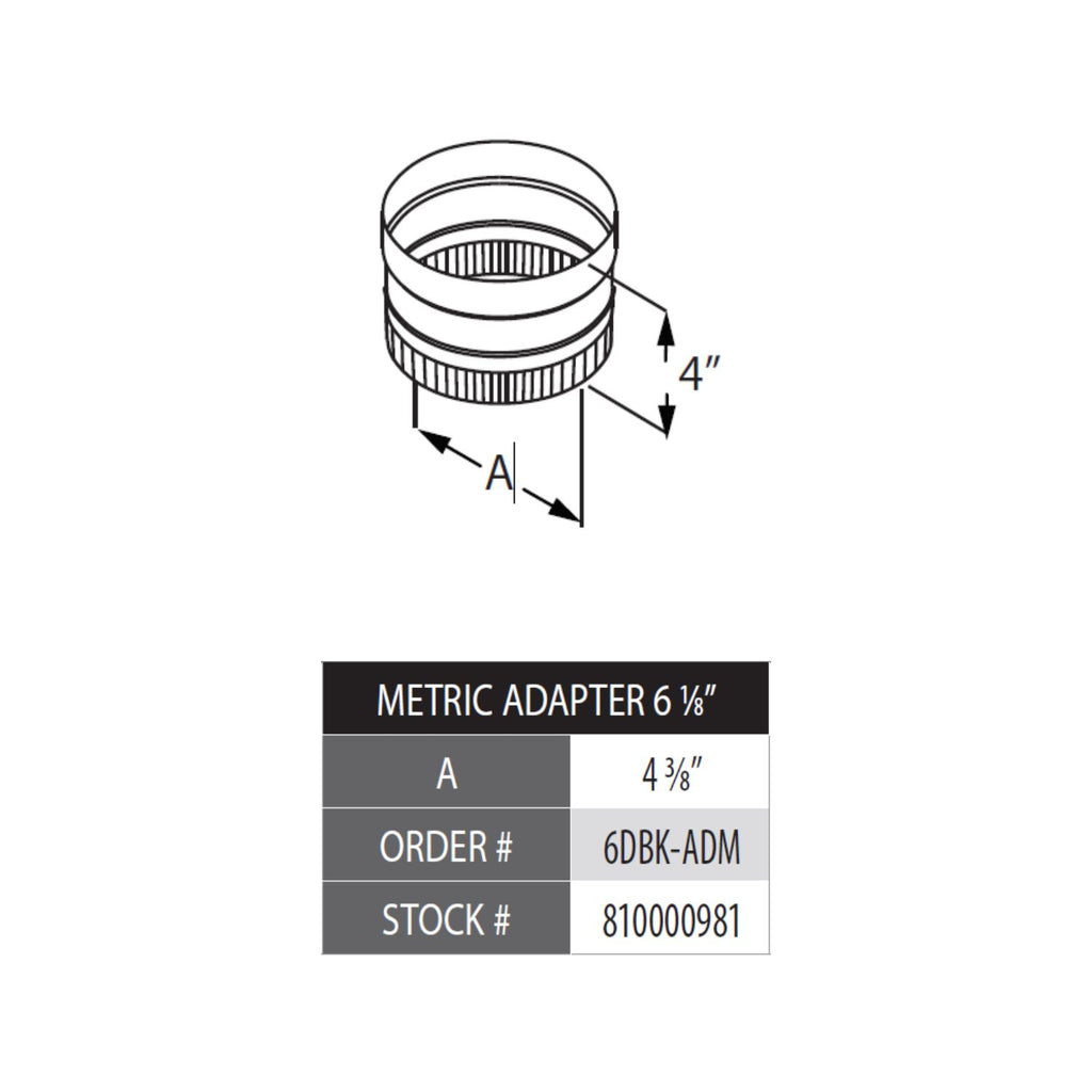 DuraVent DuraBlack 6-Inch Diameter Stovetop Metric Adapter