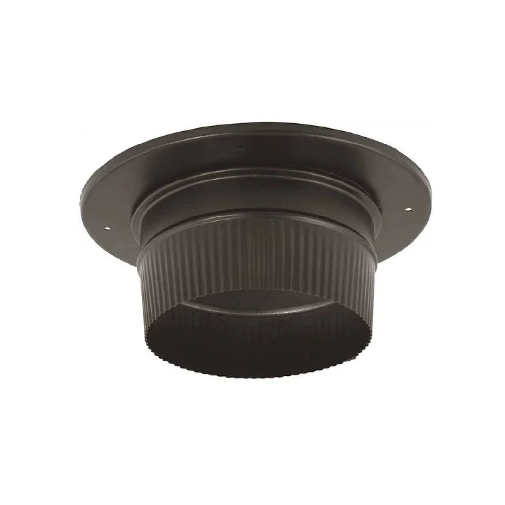 DuraBlack snap-lock vent adapter with trim, dark metal, round collar and flared top