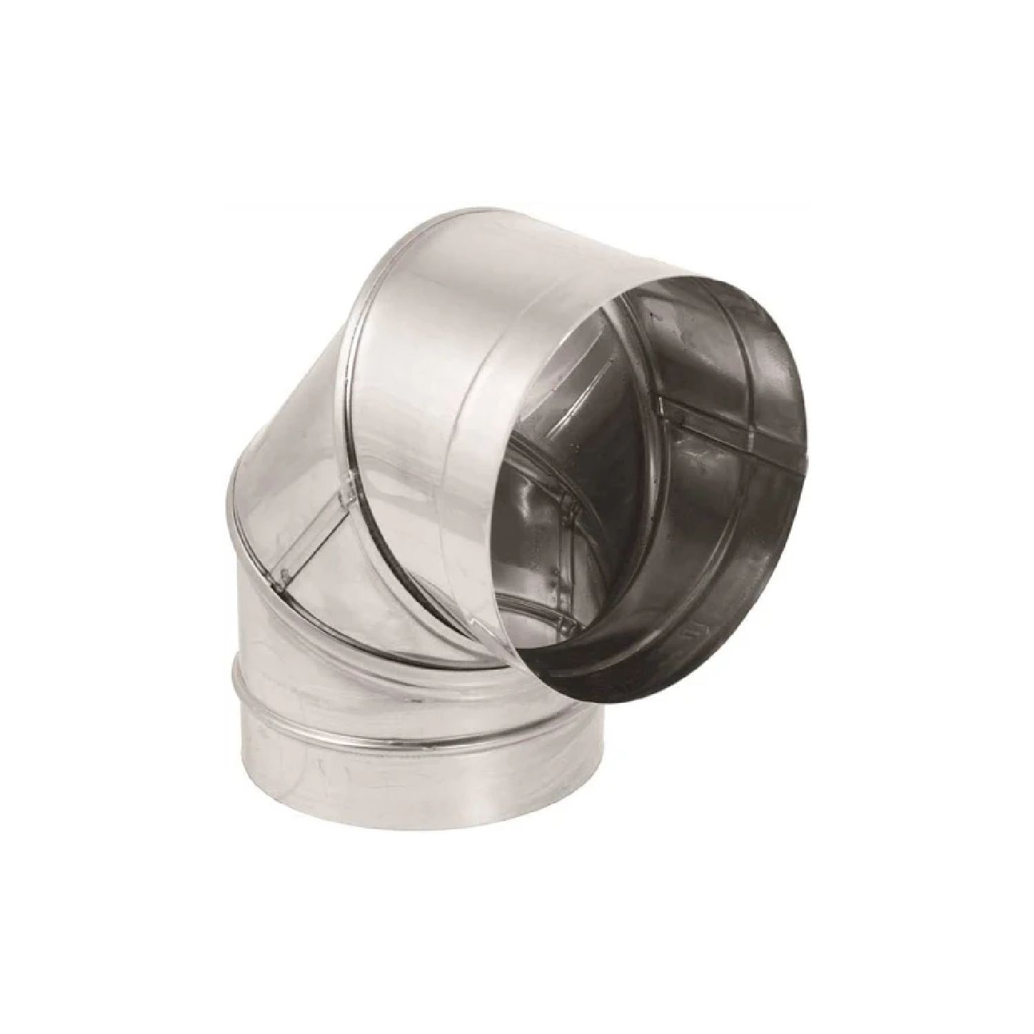 Stainless steel 90-degree elbow with black interior, vent pipe fitting