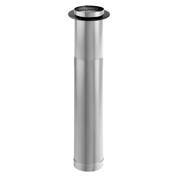 Stainless steel telescoping flue length with black trim collar