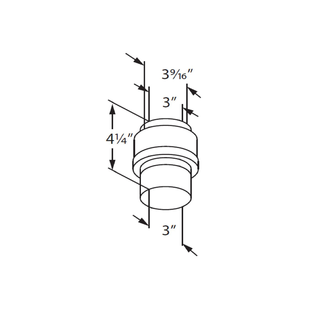 Co-linear flex connector diagram with dimensions: 3 in, 4 1/4 in, 3/16 in