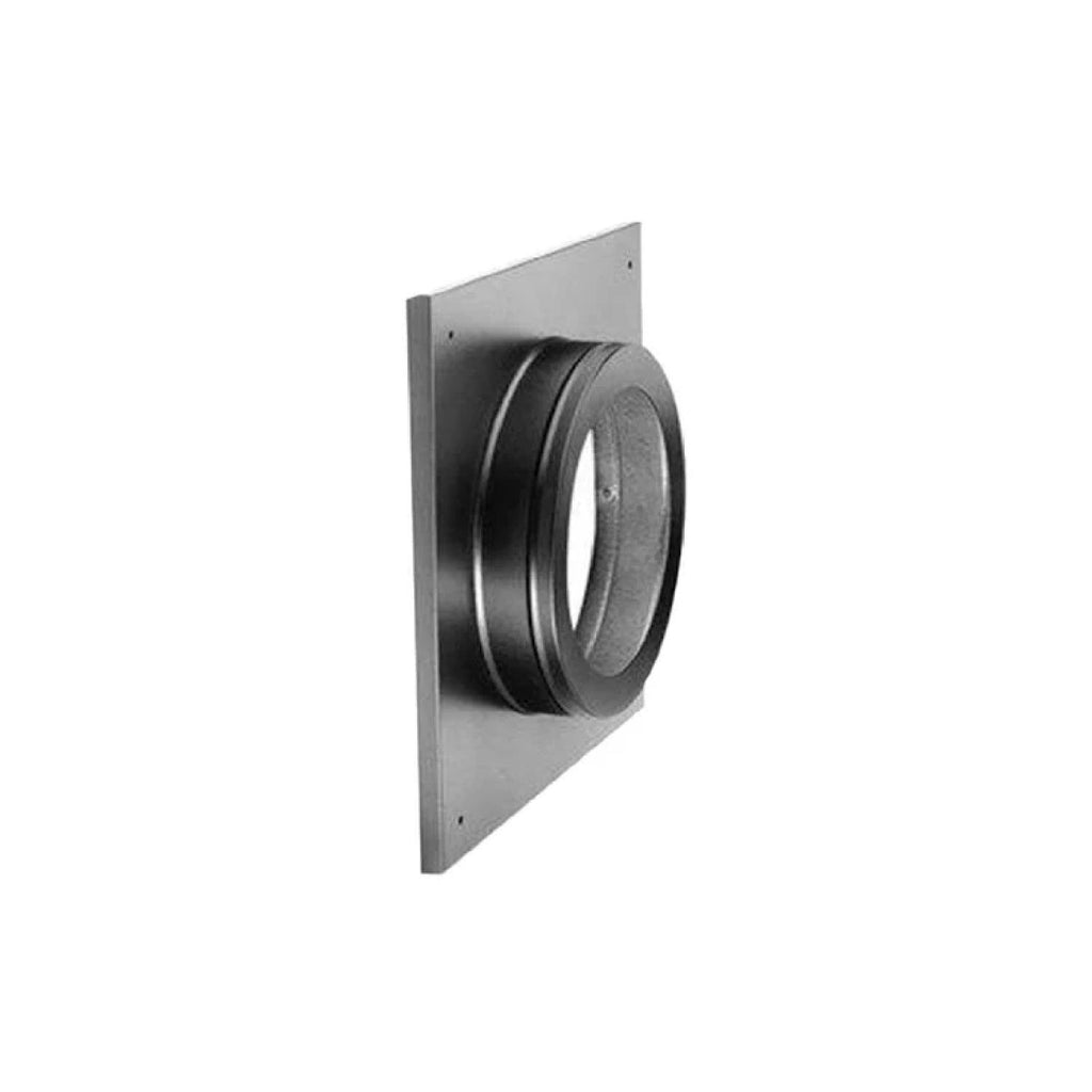 Ceiling/wall thimble cover plate with centered round vent opening, dark gray