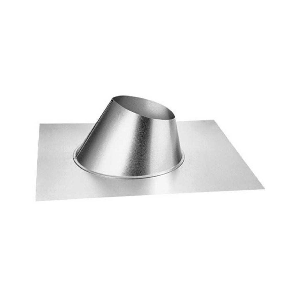 Aluminum roof flashing with round opening, soft metal collar and wide flat base