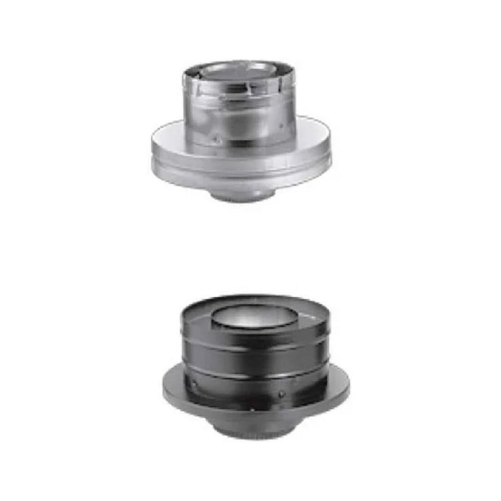 Stainless steel chimney conversion kit, two-piece flue collar with circular openings, gray finish
