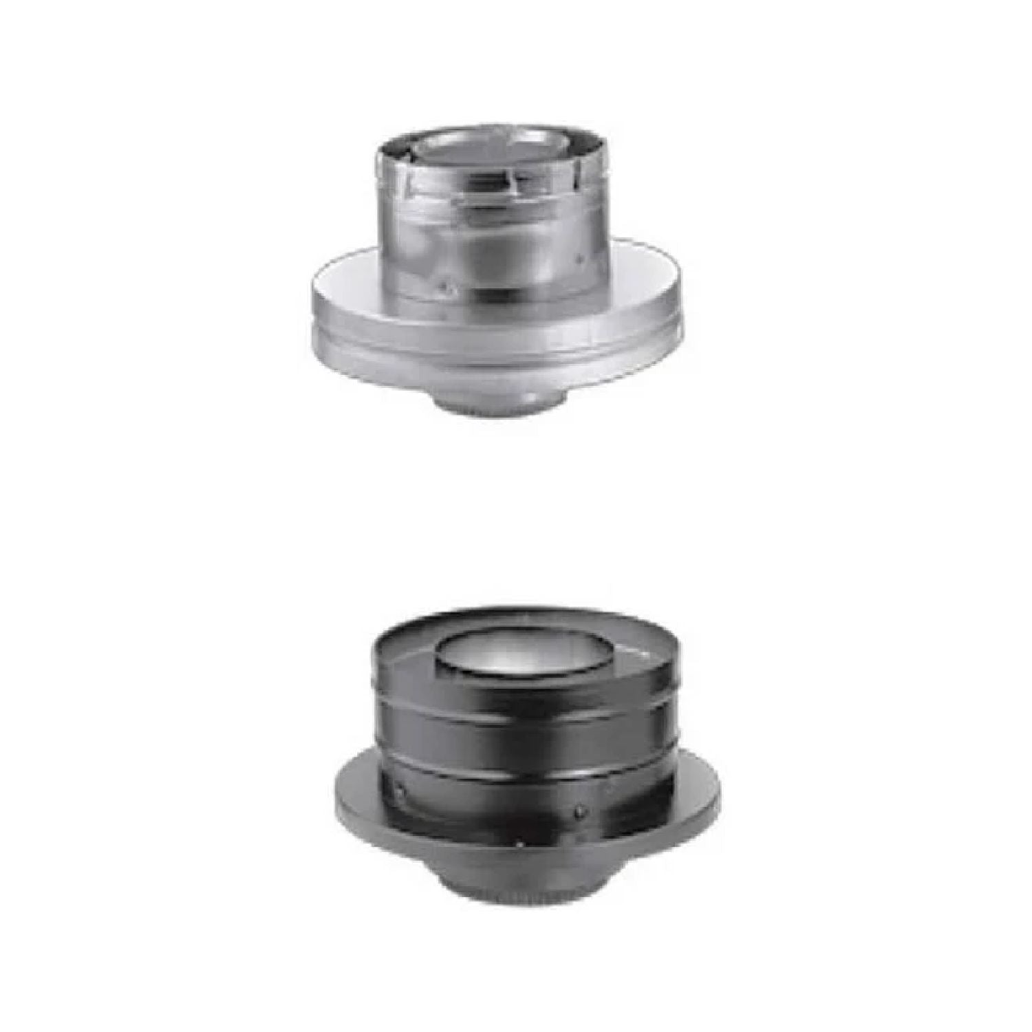 Chimney conversion adapter kit with two metal vent collars, 4x6-5/8 in diameter.
