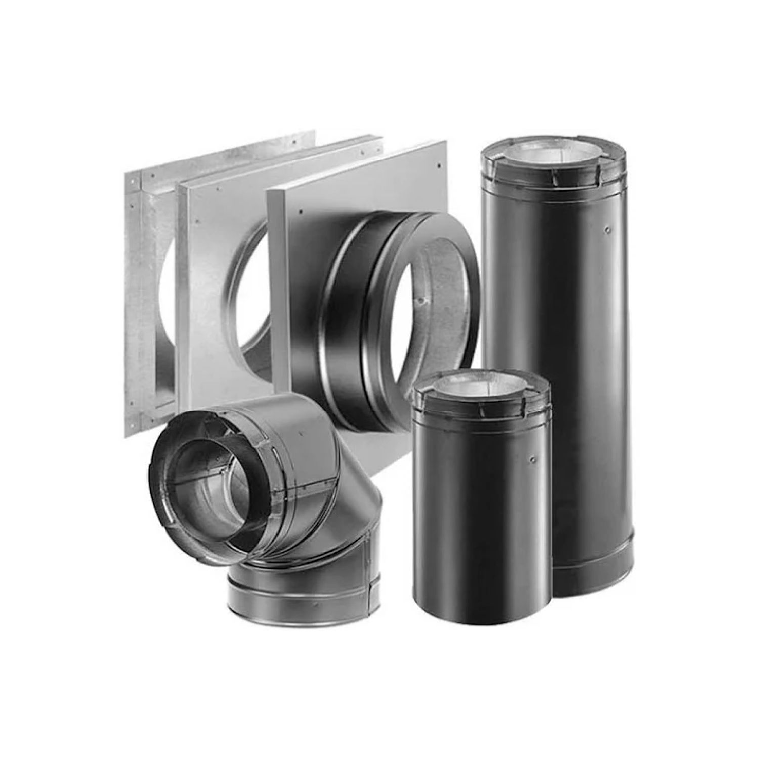 Horizontal vent termination kit components, stainless steel, 4x6-5/8 in diameter