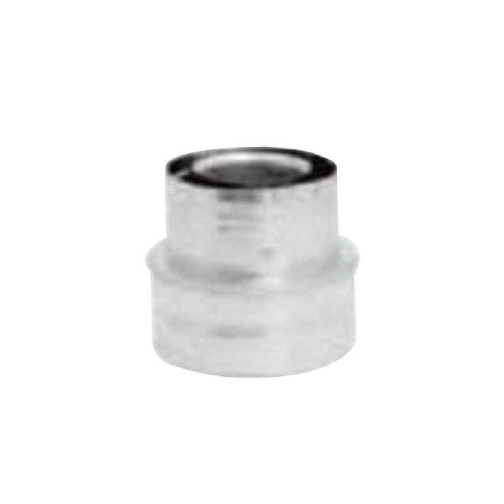 DirectVent Pro metal vent reducer, short silver sleeve with flanged opening