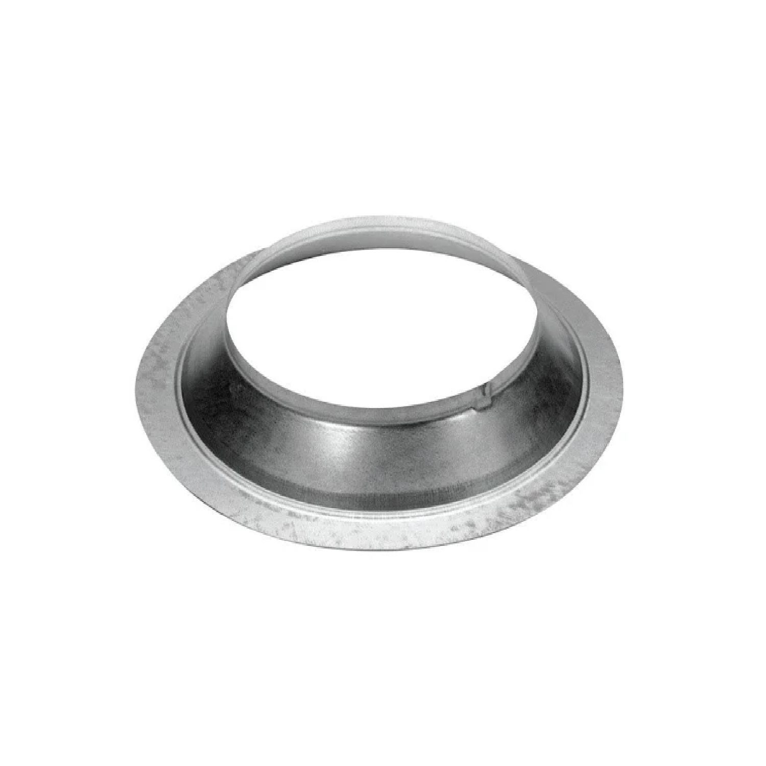 Storm collar, galvanized metal flue collar with round opening and flanged rim