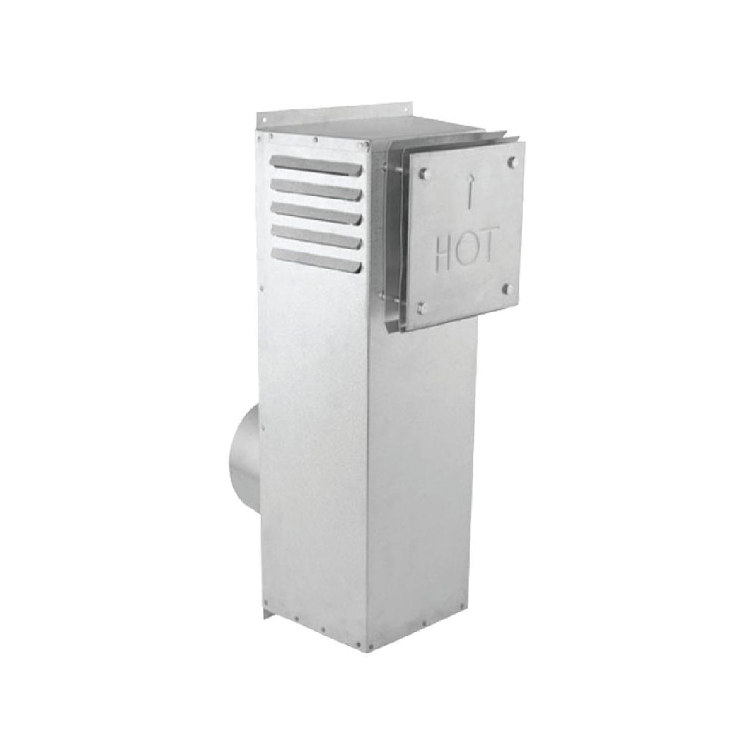 Stainless steel snorkel termination cap with louvered vent and HOT access panel
