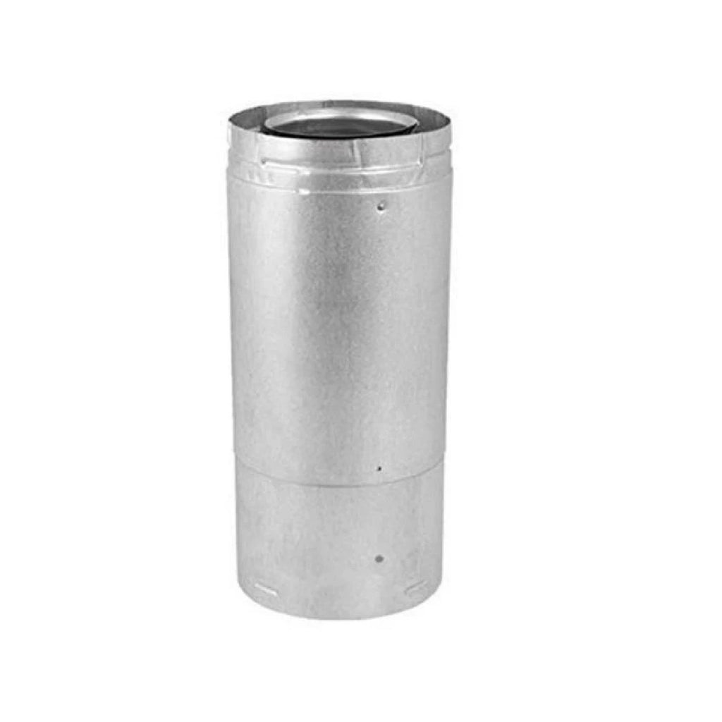 Galvanized steel adjustable vent pipe with rimmed ends, cylindrical 5 in. diameter