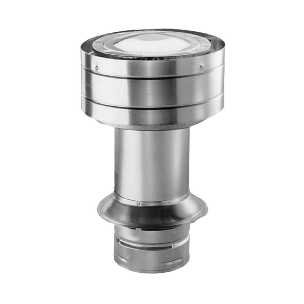 Metal vertical termination cap with top plate and extended collar for DirectVent Pro