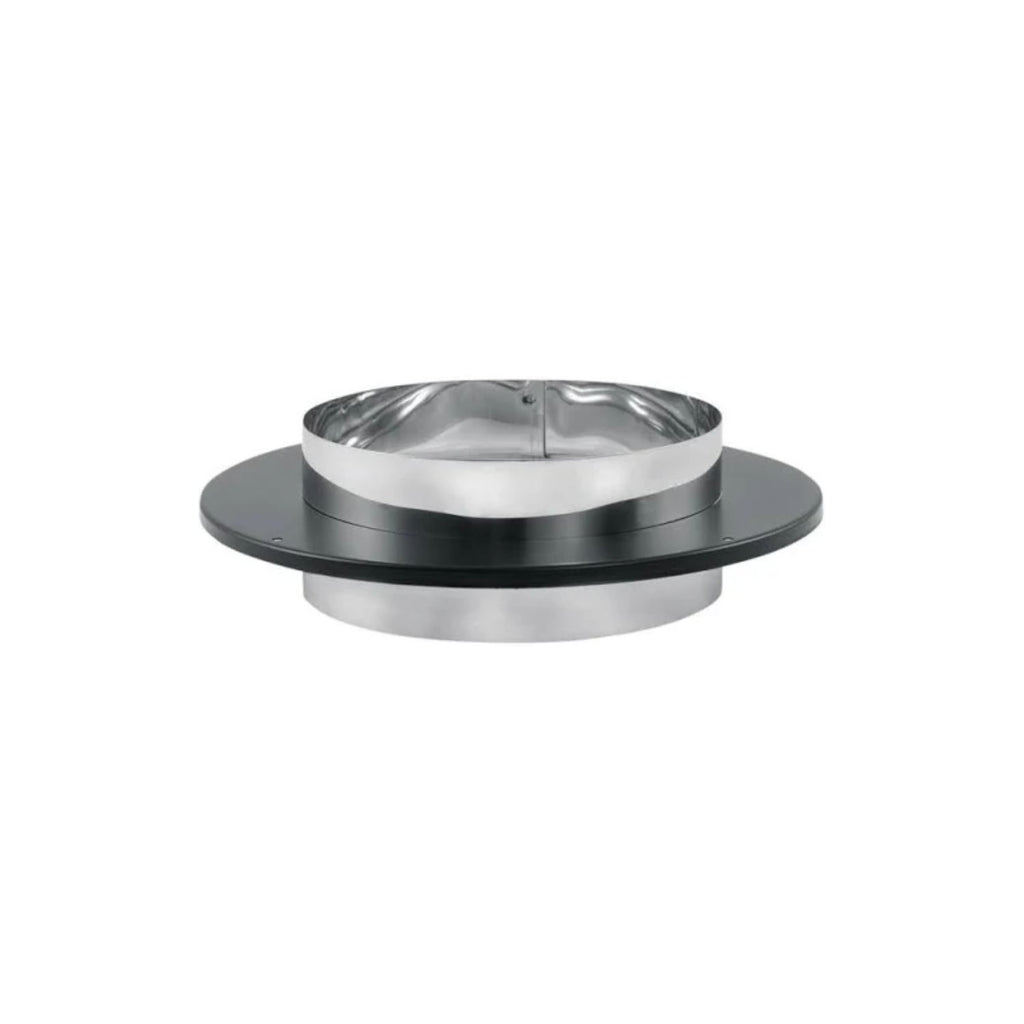 Chimney adapter with trim, two-tone metal flanges for chimney vent connection