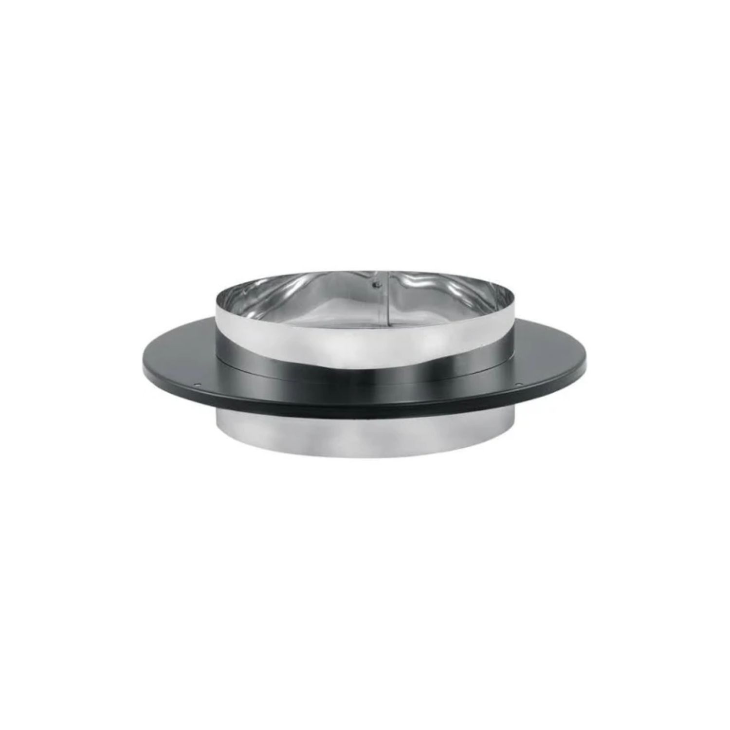 Chimney adapter with trim, two-tone metal flanges for chimney vent connection