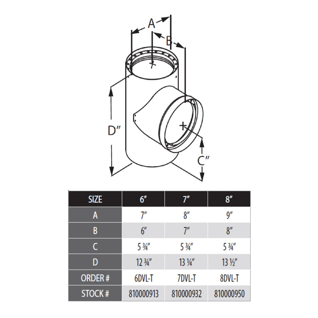 DuraVent DVL-T DVL Double-Wall Black Tee with Clean-Out Cap