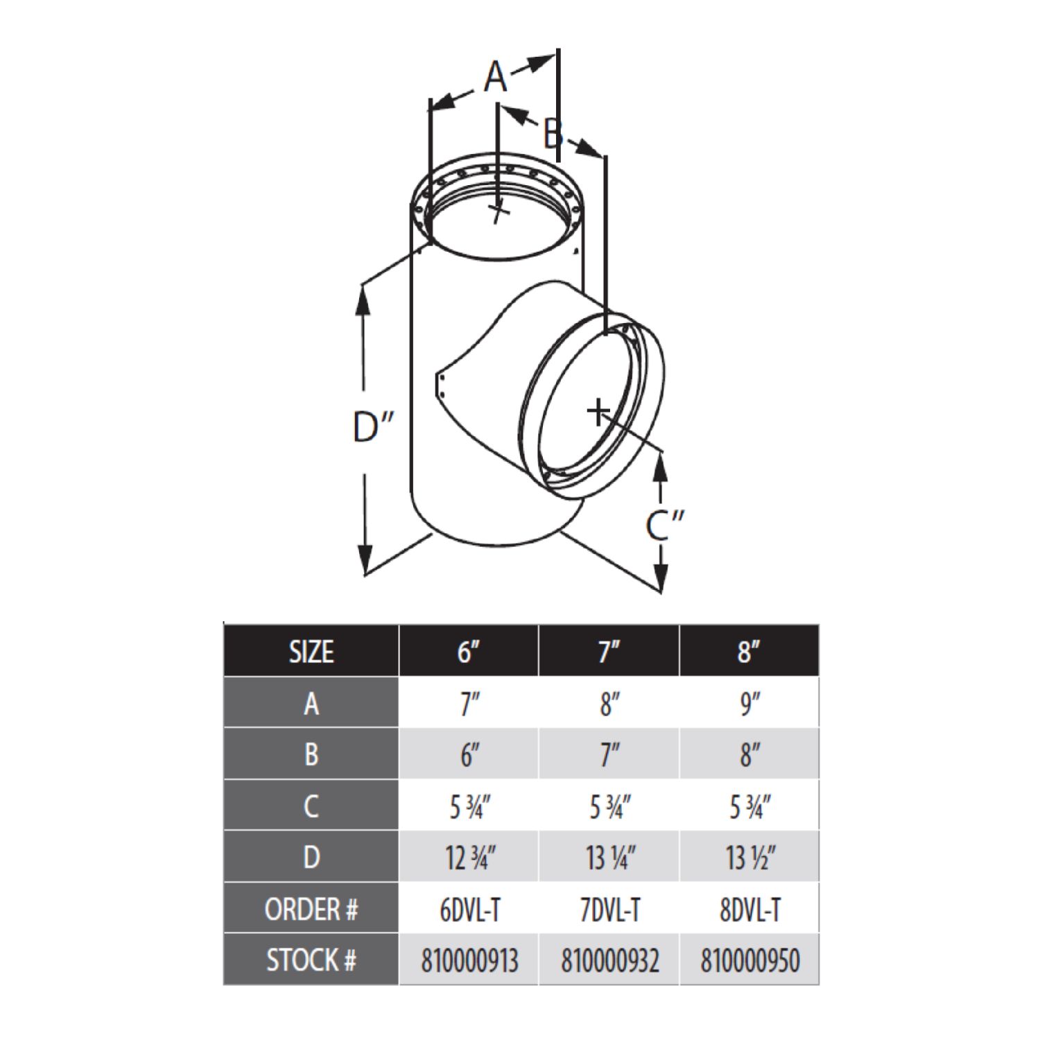 DuraVent DVL-T DVL Double-Wall Black Tee with Clean-Out Cap