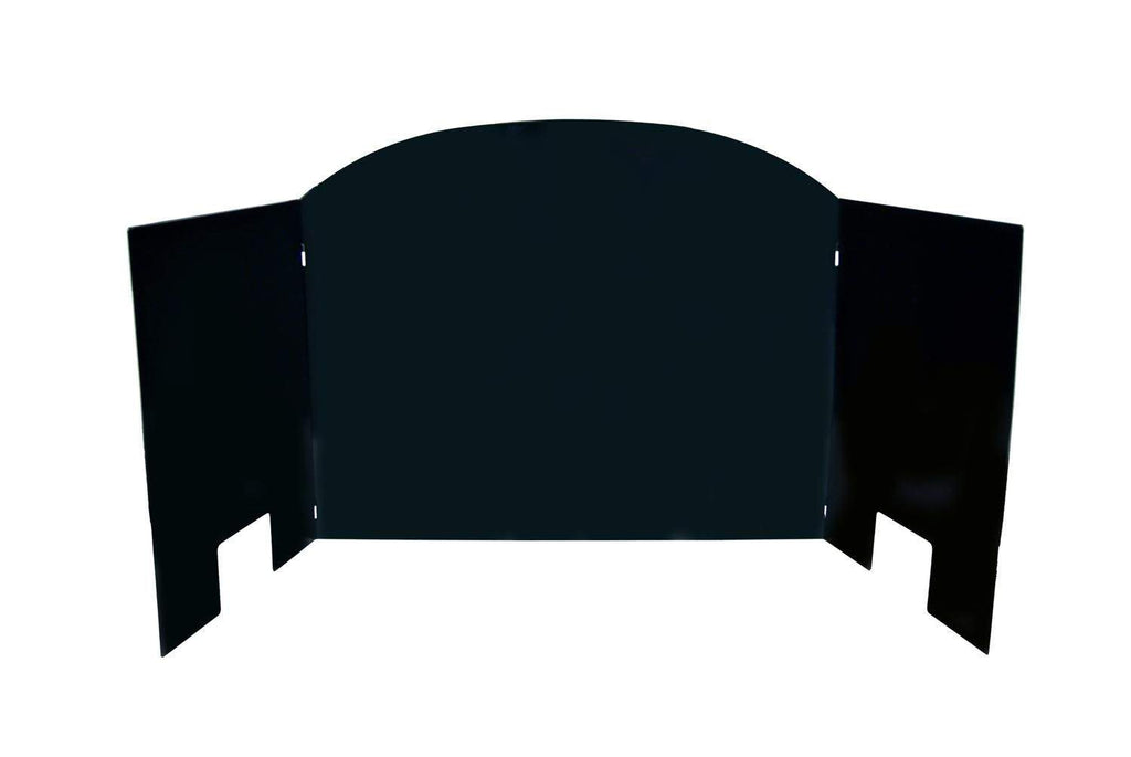 Three-panel fyreback insert, black porcelain with curved top center panel