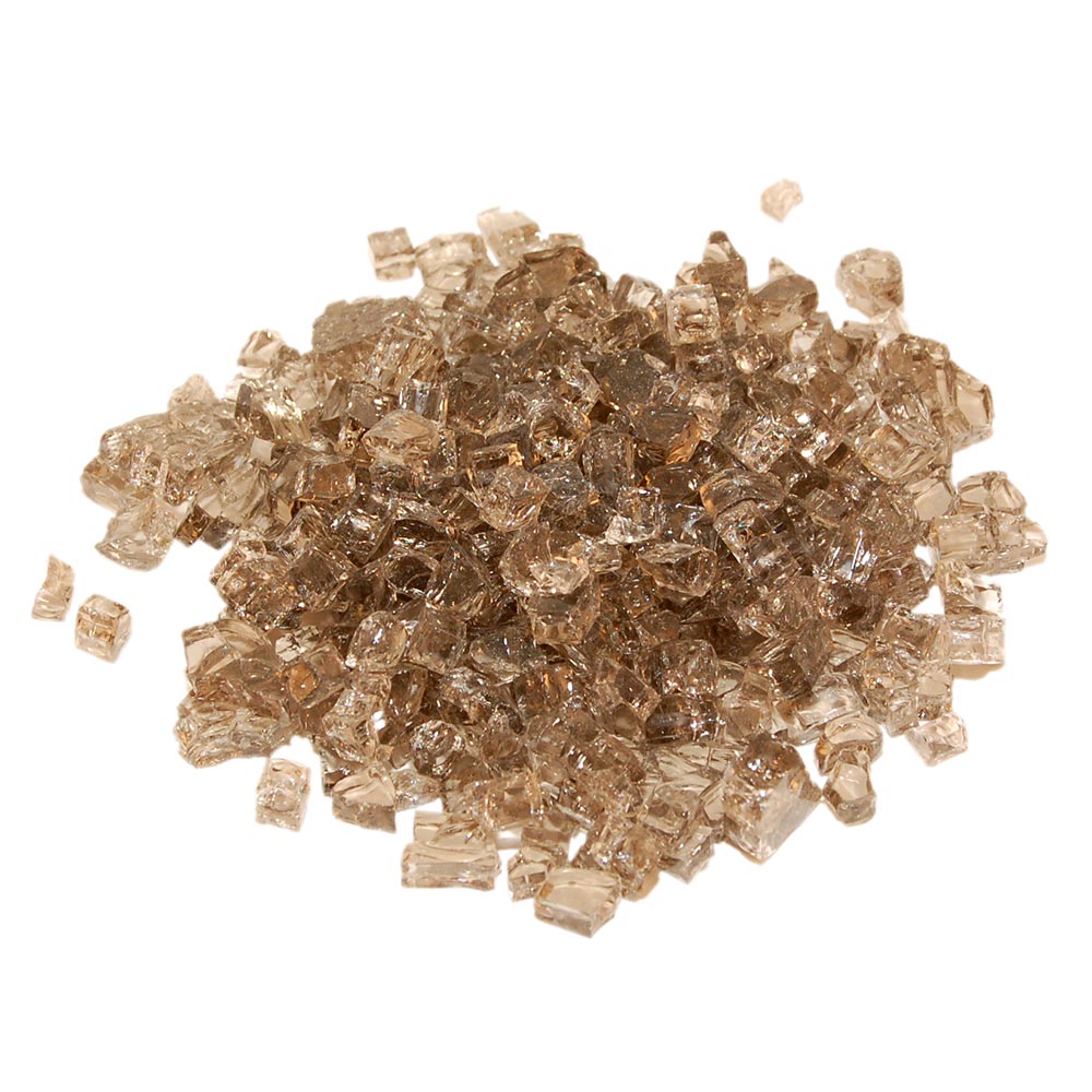 Bronze fire glass media, clear and amber glass pieces for fire pits