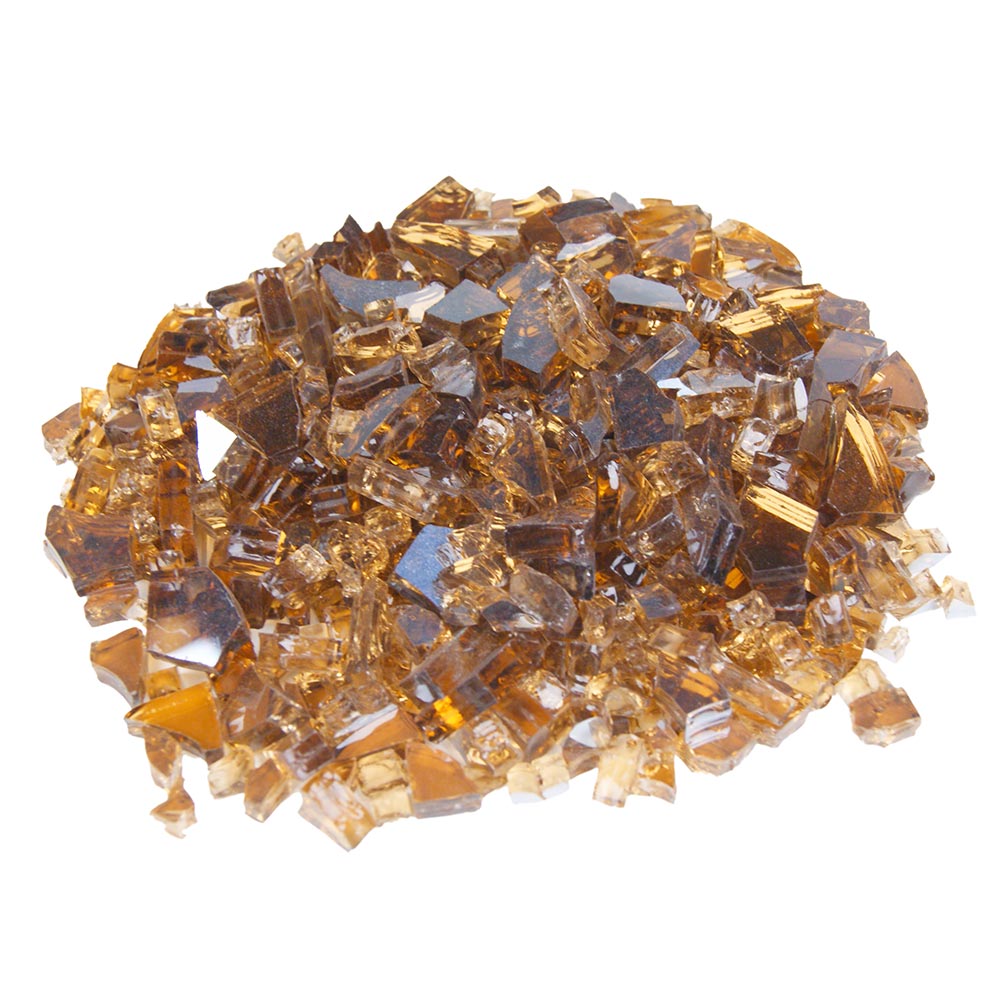 Real Fyre copper reflective fire glass pieces, amber and bronze mirrored shards