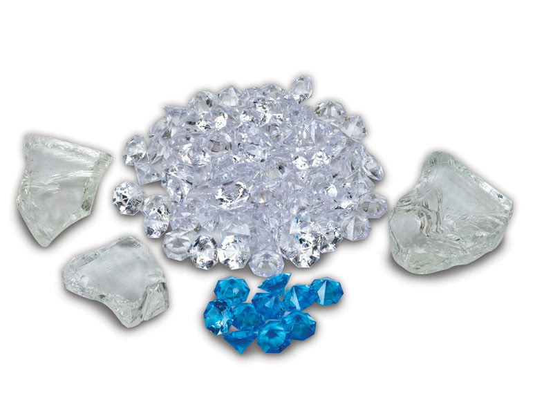 Ice media kit with clear and white sparkle stones and small blue crystal pieces