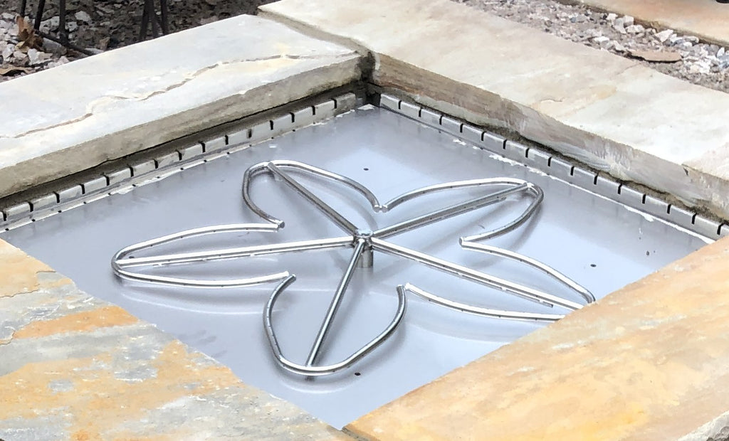 Stainless steel flexible installation collar ring with bracket on fire pit opening