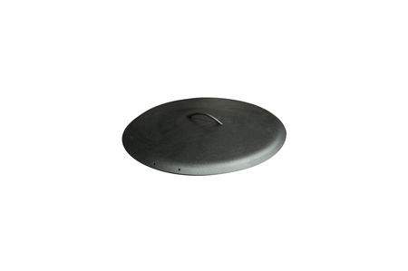 Black round aluminum fire pit cover with small vent opening, 24 inch
