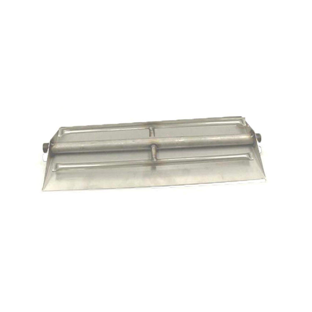 Stainless steel vented burner tray with side fittings, horizontal design