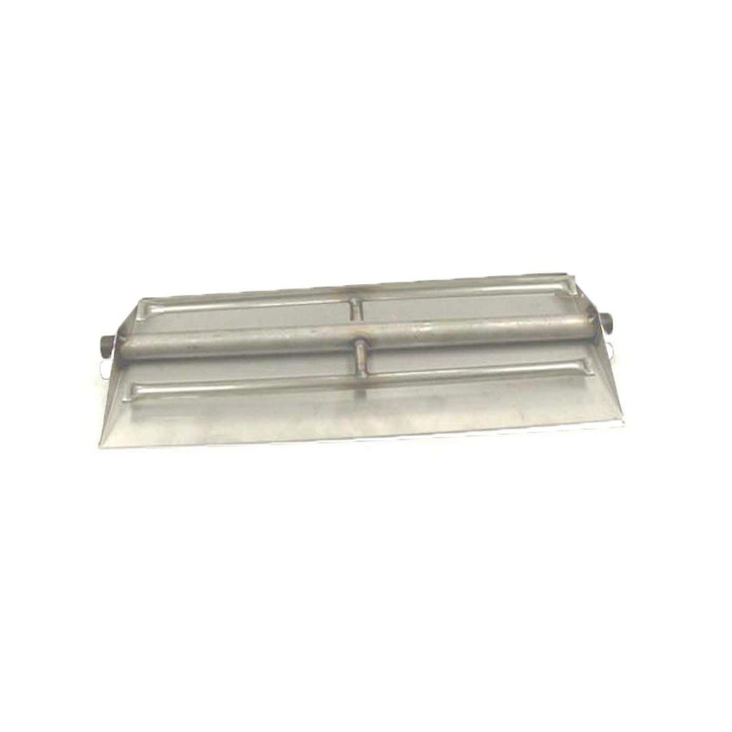 Stainless steel vented burner tray with side fittings, horizontal design