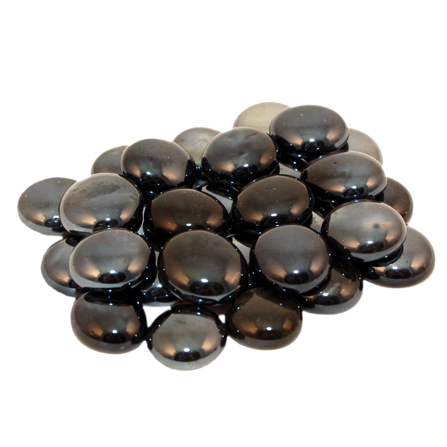 Black glossy fire pit gems, rounded beads