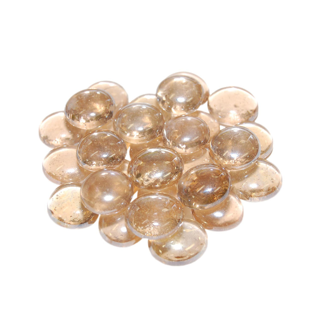 Champagne fire glass gems: round clear amber stones for fire pits