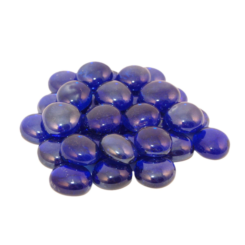 Blue sapphire fire glass gems, smooth rounded pieces