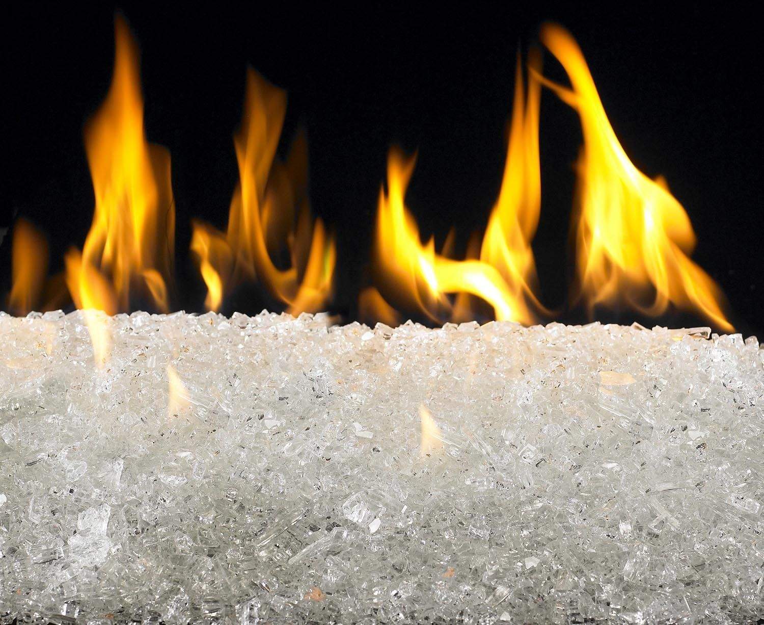 Vent-free burner flames over light reflective glass media bed