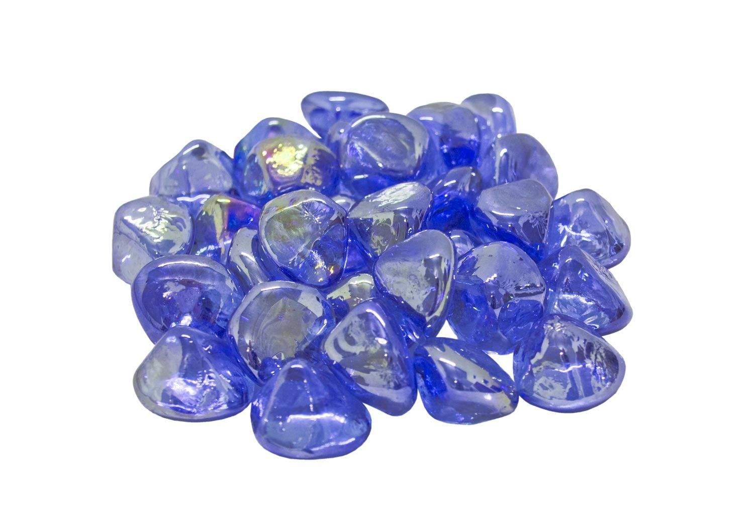 Blue diamond nugget fire glass stones, translucent nuggets for fire pits
