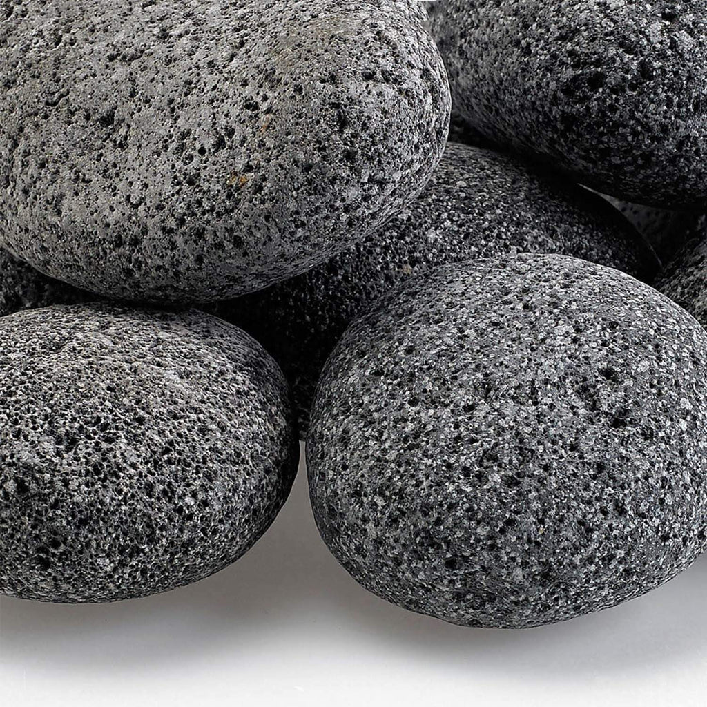 Gray lava stone close-up, speckled textured surface, large 2–4 inch