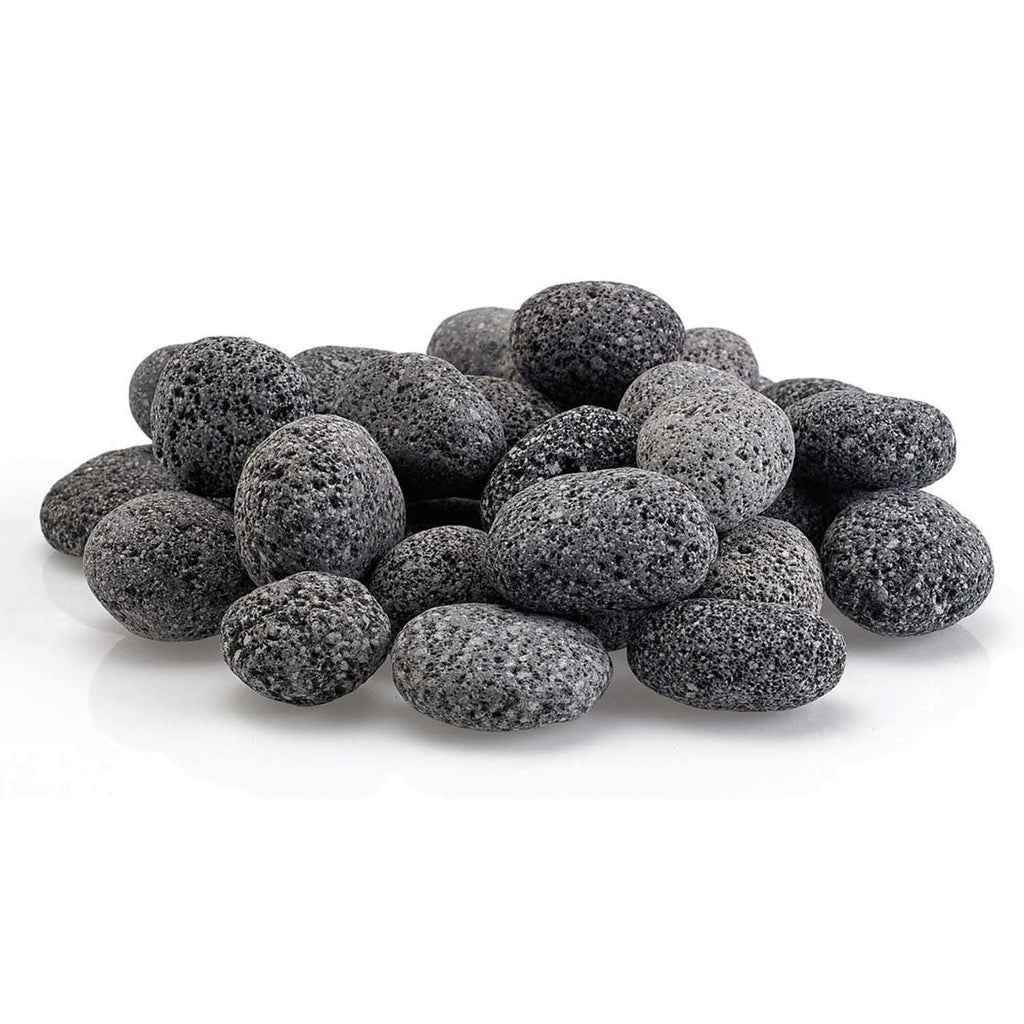 Gray lava rocks bundle of small oval stones, speckled matte surface