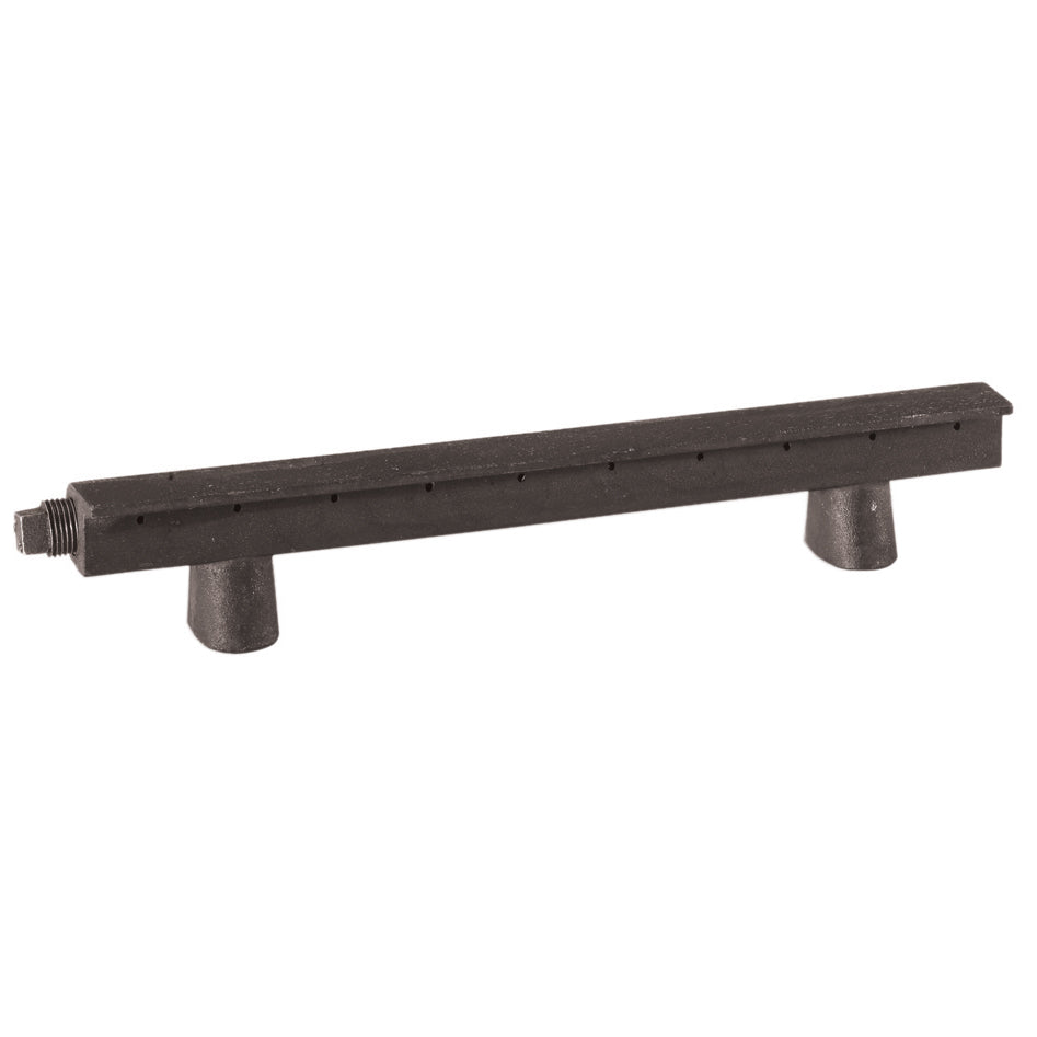 Cast iron fireplace log lighter with threaded end and two support posts