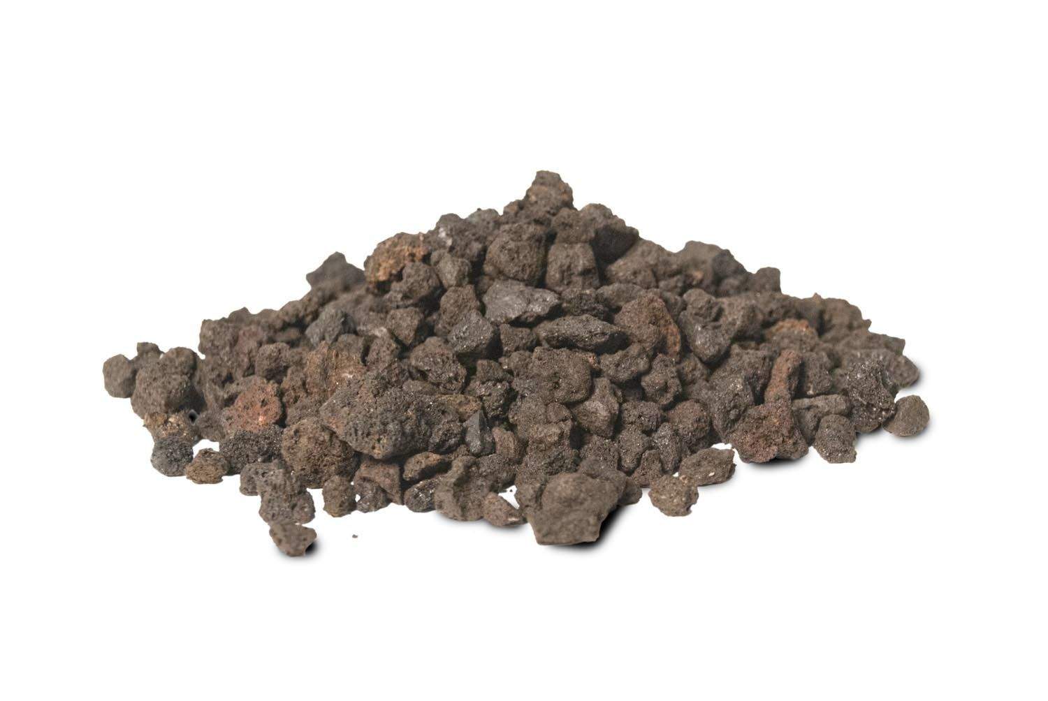 Lava-fyre granules: dark brown rock pieces