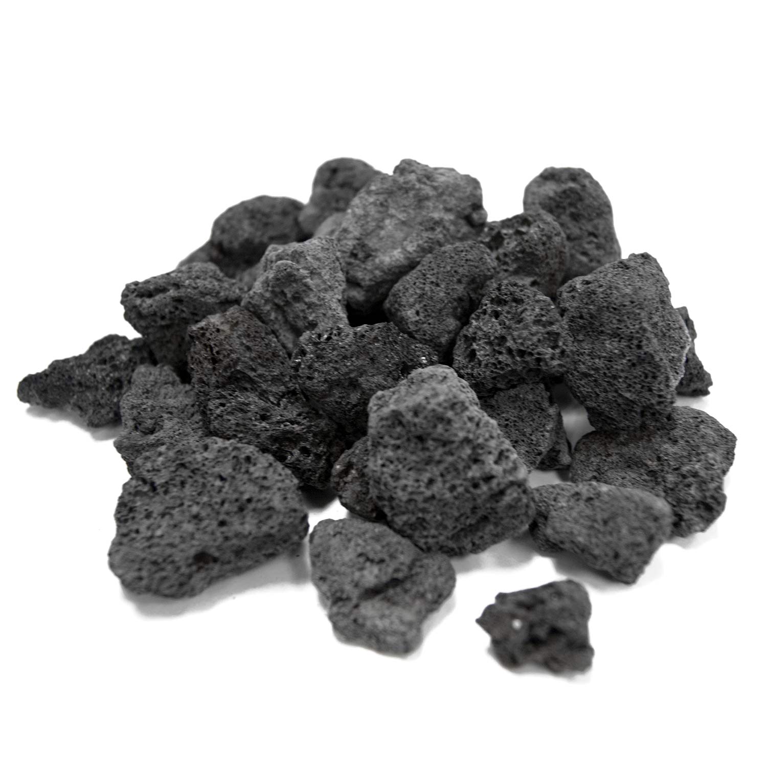 Lava coals, dark gray/black porous rock pieces, assorted sizes