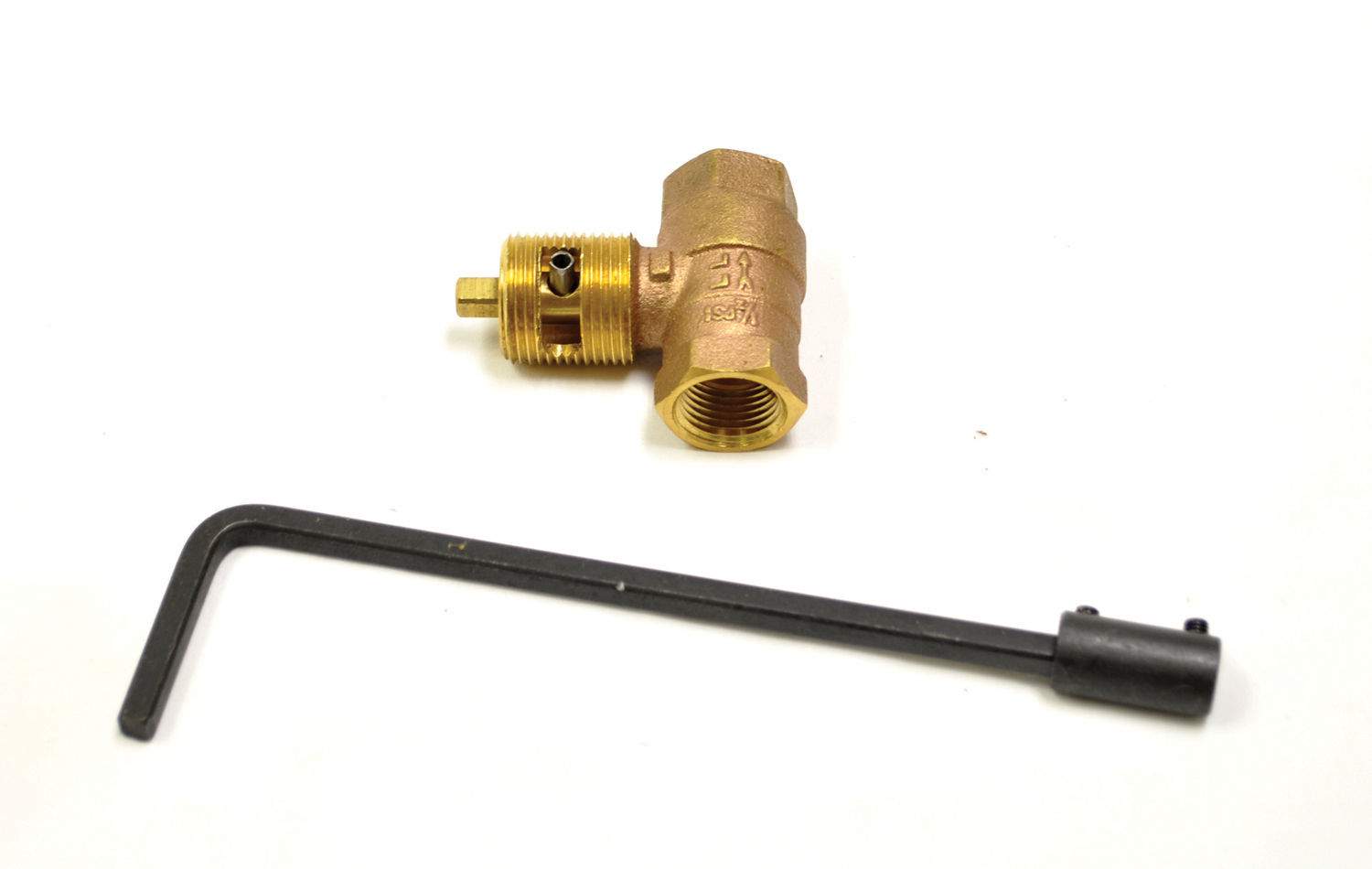 HPC fire straight manual control valve with black extension handle, brass threaded fittings