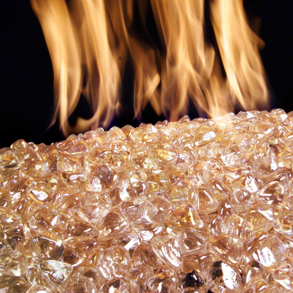 Sparkly amber diamond fire nuggets, irregular rounded glass pieces