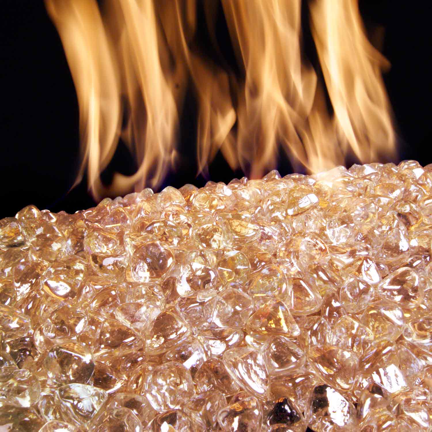 Sparkly amber diamond fire nuggets, irregular rounded glass pieces