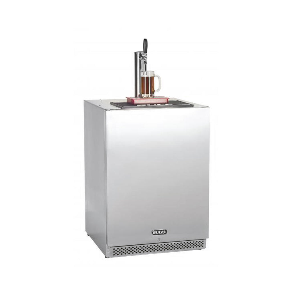 Bull single-tap kegerator with stainless cabinet and single draft tap tower