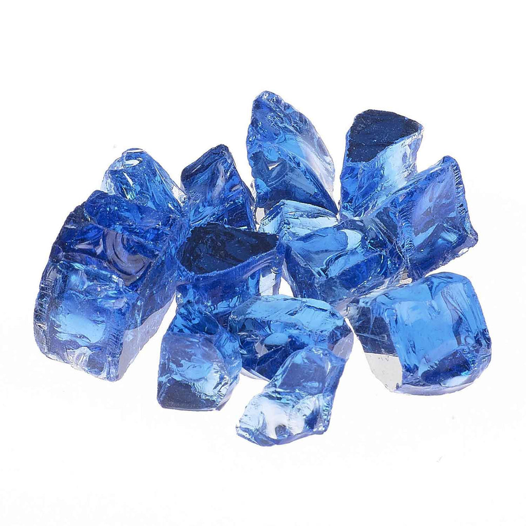 Reflective fire glass, blue glass chunks for fire pit