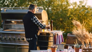 American Made Grills AMG-ENC36-CART Encore 36-Inch Dual Fuel Wood and Gas Grill with Infrared Searing Burner and Rotisserie Kit on Cart