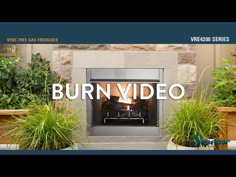 Superior 36-Inch Vent-Free Outdoor Gas Firebox with Vent-Free Gas Log Set (VRE4236)