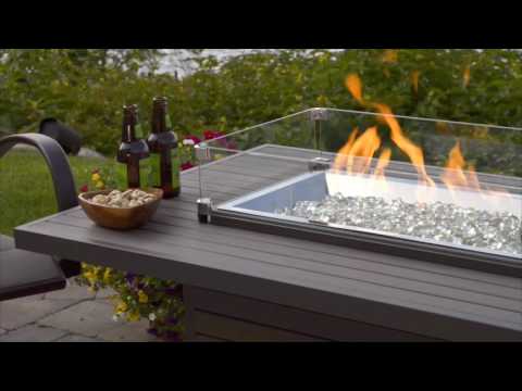 The Outdoor GreatRoom Company Brooks Gas Fire Pit Table, Cover and Wind Guard Bundle