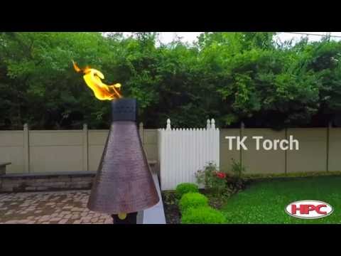 HPC Fire Hammered Copper Match Light Torch Head with 8-Foot Post