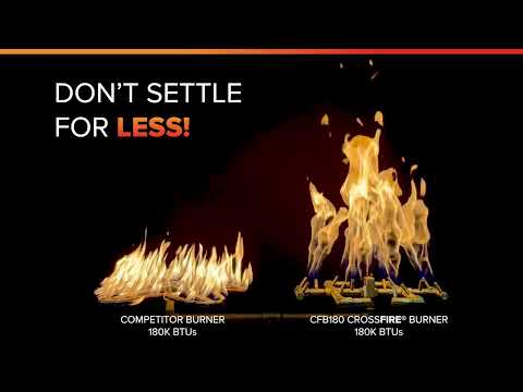 Warming Trends Crossfire H-Style Brass Fire Pit Burner, 35.62 x 9.25-Inch, Match Light